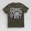 Straight Outta St. Bedes Boys Round Neck T-Shirt in Olive Green Color