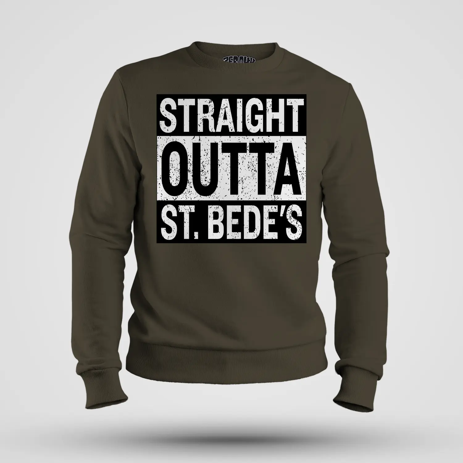 Straight Outta St. Bedes Men/Unisex Sweatshirt in Olive Green Color