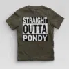 Straight Outta Pondy Boys Round Neck T-Shirt in Olive Green Color