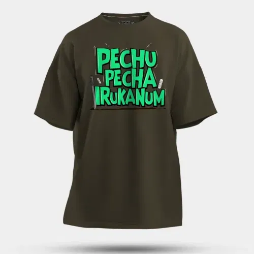 Pechu pecha irrukanum men/unisex oversized t-shirt in olive green color