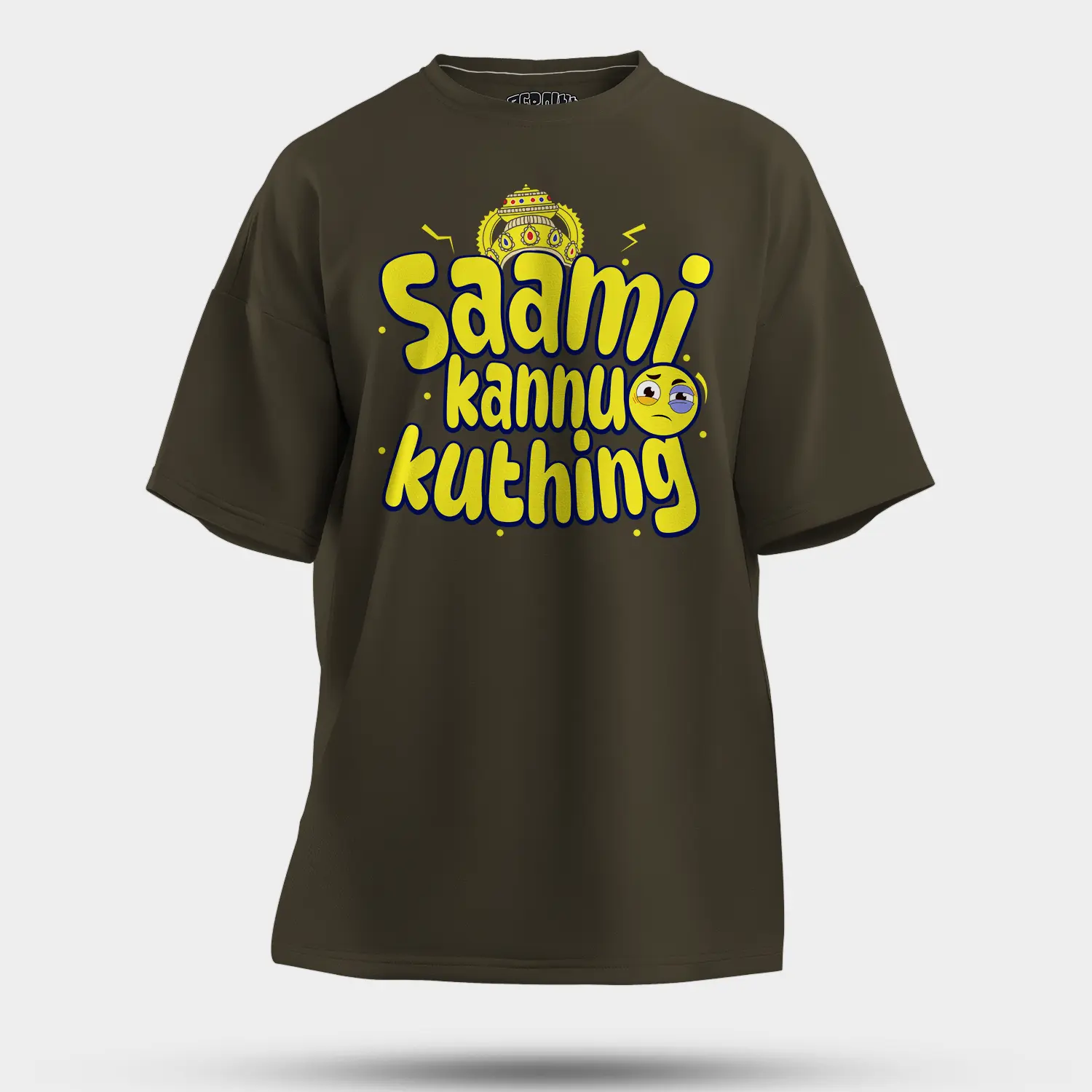 Saami Kannu Kuthing Men/Unisex Oversized T-Shirt in Olive Green Color
