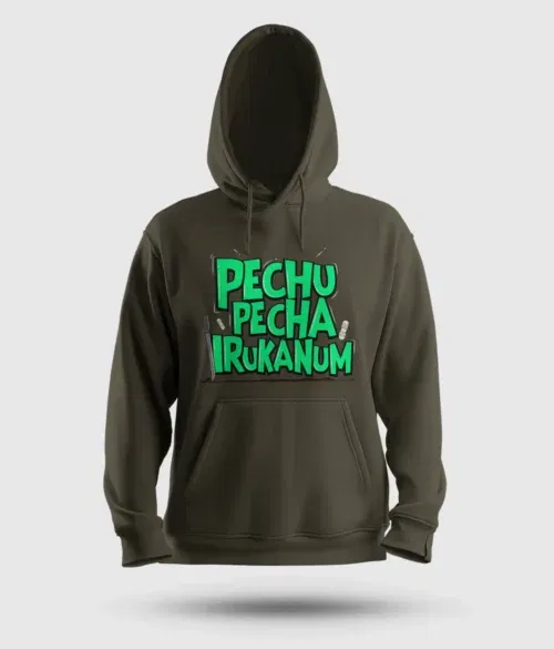 Pechu pecha irrukanum men/unisex hoodie in olive green color