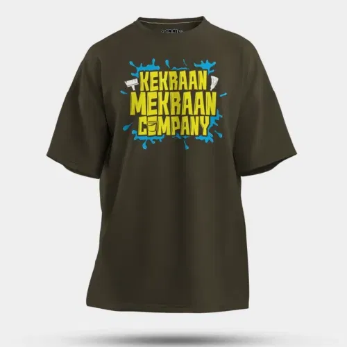 Kekraan mekraan company men/unisex oversized t-shirt in olive green color