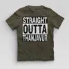 Straight Outta Thanjavur Boys Round Neck T-Shirt in Olive Green Color