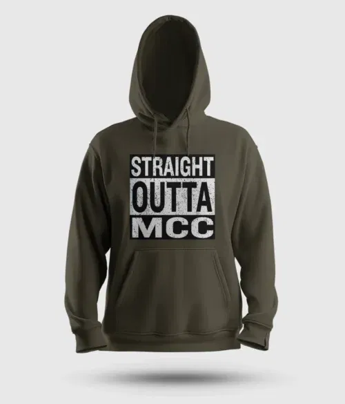 Straight outta mcc men/unisex hoodie in olive green color