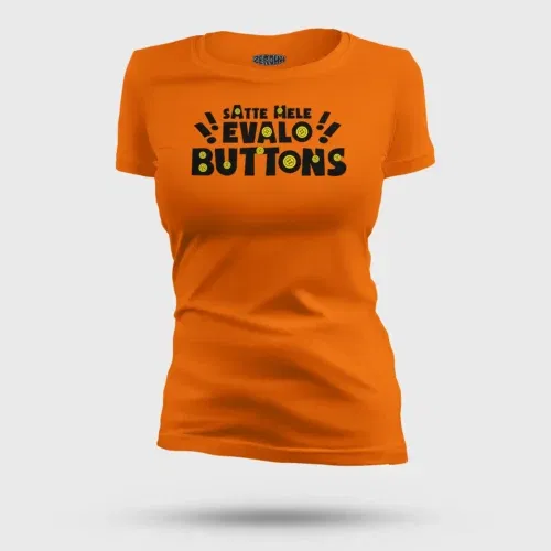 Satte mele evalo buttons women's t-shirt in orange color