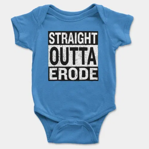 Straight outta erode onesie/romper in orchid blue color