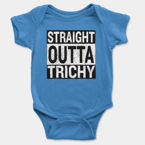 Straight outta trichy onesie/romper in orchid blue color