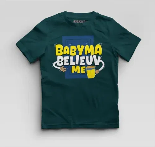 Babyma belieuv me boys round neck t-shirt in petrol blue color