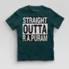 Straight Outta R.a Puram Boys Round Neck T-Shirt in Petrol Blue Color