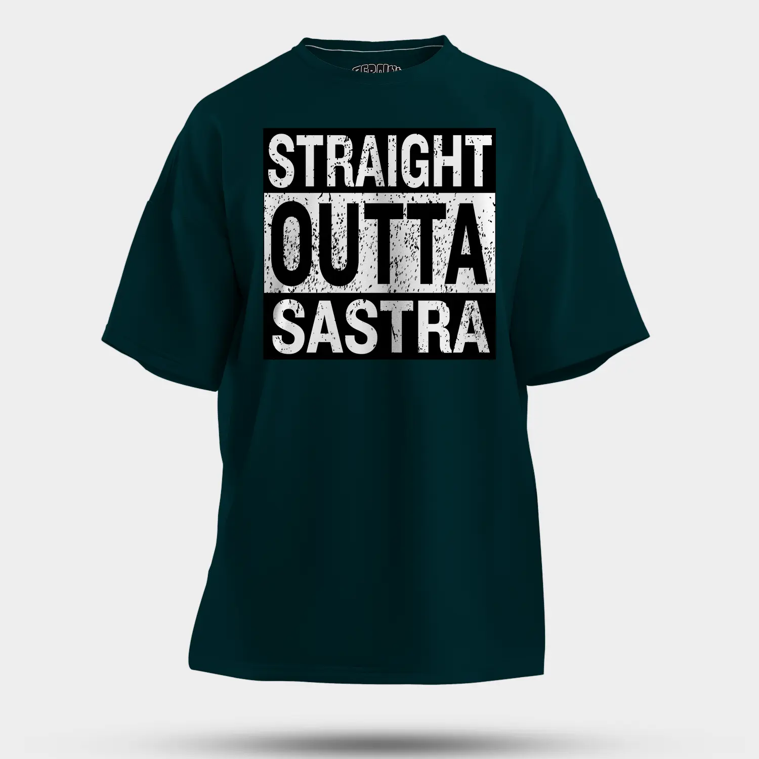 Straight Outta Sastra Men/Unisex Oversized T-Shirt in Petrol Blue Color