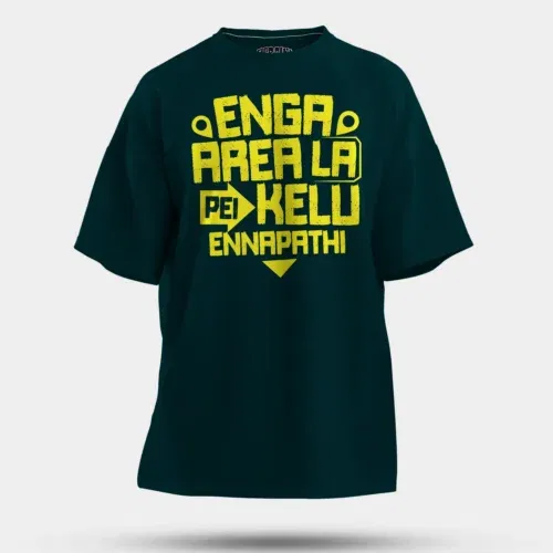 Enga area la pei kelu ennapathi men/unisex oversized t-shirt in petrol blue color