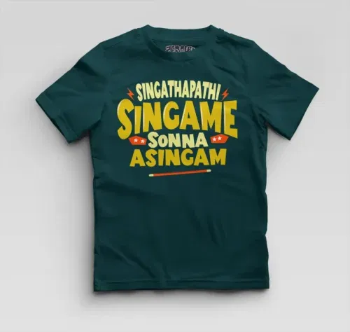 Singathapathi singame sunna asingam boys round neck t-shirt in petrol blue color