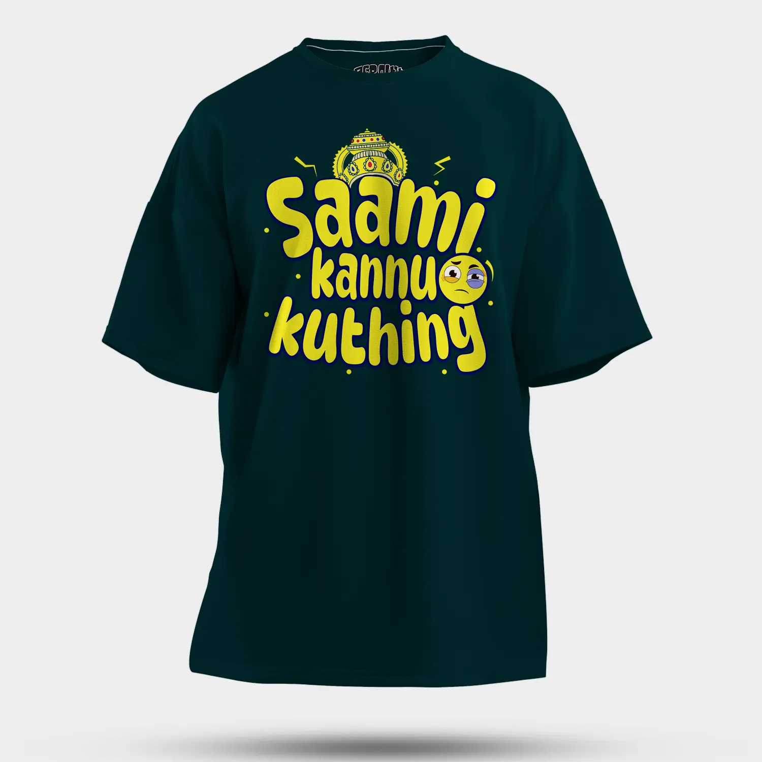 Saami Kannu Kuthing Men/Unisex Oversized T-Shirt in Petrol Blue Color
