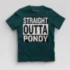 Straight Outta Pondy Boys Round Neck T-Shirt in Petrol Blue Color