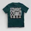Straight Outta Sboa Boys Round Neck T-Shirt in Petrol Blue Color