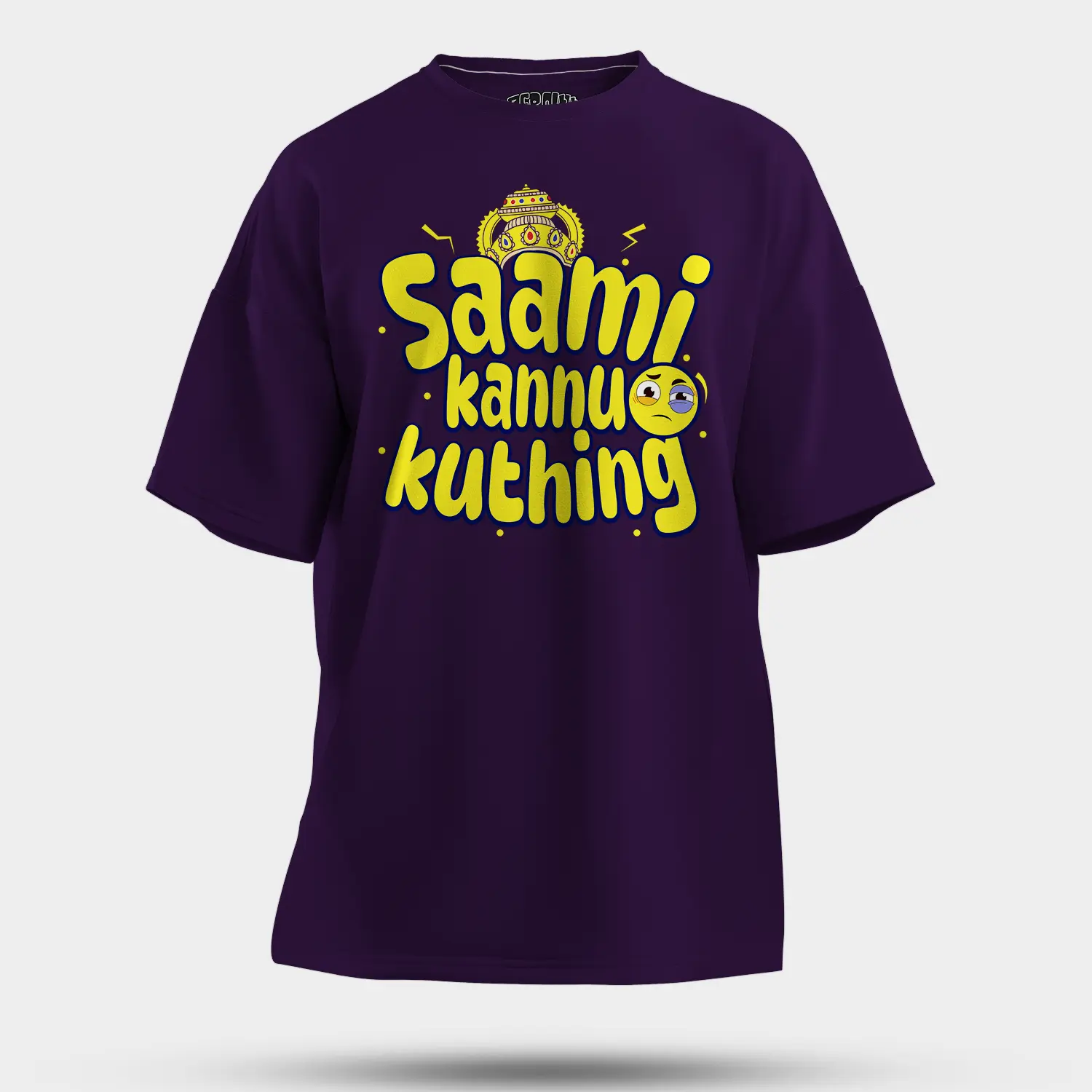 Saami Kannu Kuthing Men/Unisex Oversized T-Shirt in Purple Color