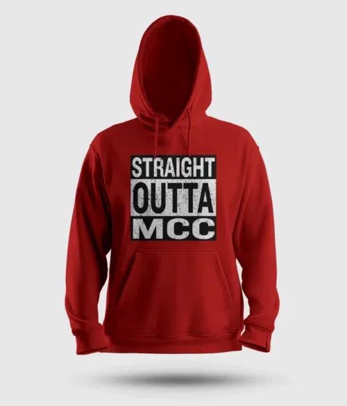 Straight outta mcc men/unisex hoodie in red color