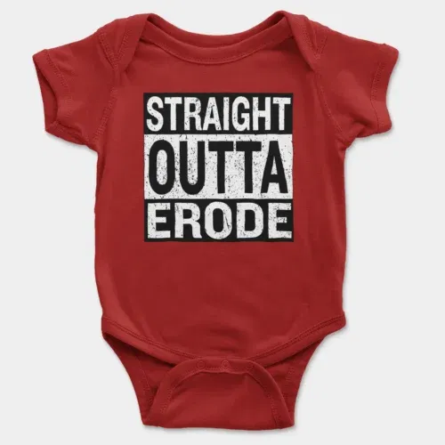 Straight outta erode onesie/romper in red color