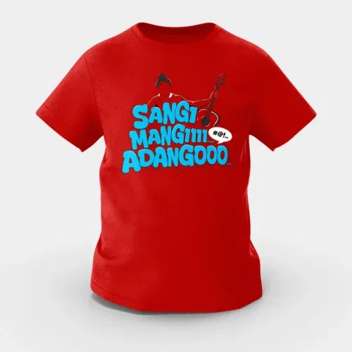 Sangi mangiiiii….. Adangoooo girls round neck t-shirt in red color