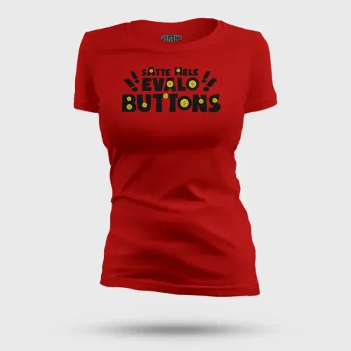 Satte mele evalo buttons women's t-shirt in red color