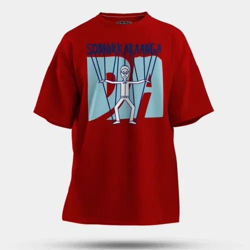 Sodhikkaraangada men/unisex oversized t-shirt in red color