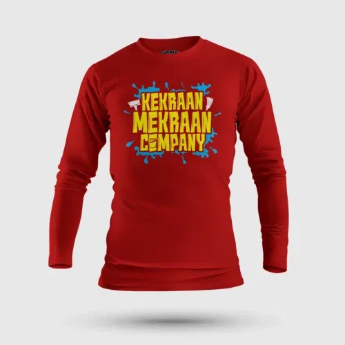 Kekraan mekraan company men/unisex long sleeve t-shirt in red color