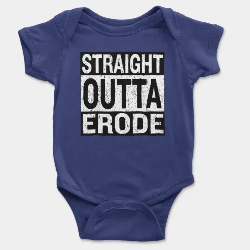 Straight outta erode onesie/romper in royal blue color
