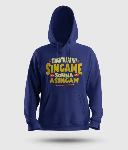 Singathapathi singame sunna asingam men/unisex hoodie in royal blue color