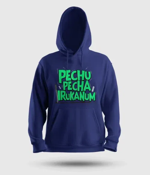 Pechu pecha irrukanum men/unisex hoodie in royal blue color