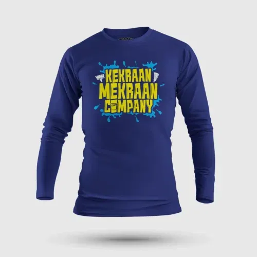 Kekraan mekraan company men/unisex long sleeve t-shirt in royal blue color