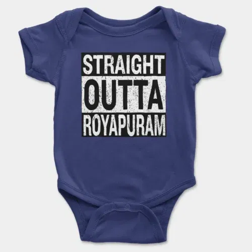 Straight outta royapuram onesie/romper in royal blue color