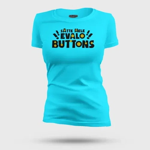 Satte mele evalo buttons women's t-shirt in skyblue color