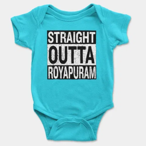 Straight outta royapuram onesie/romper in skyblue color