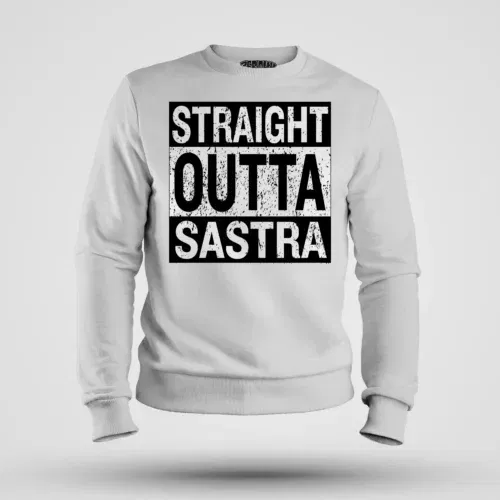 Straight outta sastra men/unisex sweatshirt in white color