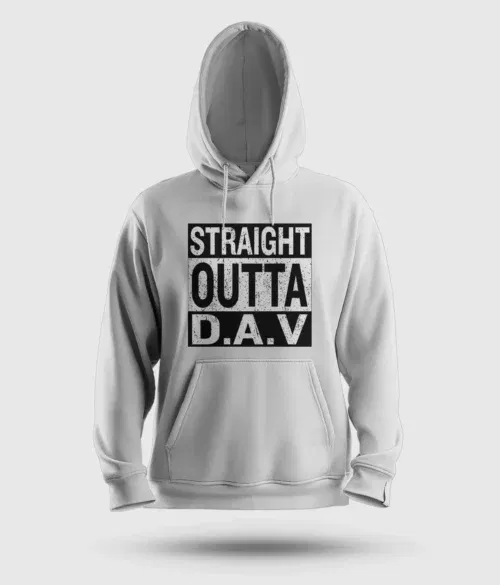 Straight outta dav men/unisex hoodie in white color