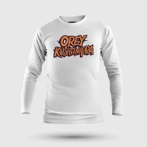 Ore kushtamappa men/unisex long sleeve t-shirt in white color