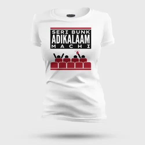Seri bunk adikalaam machi women's t-shirt in white color