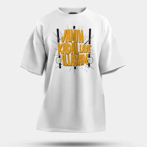 Jamin, kadal laye illayam men/unisex oversized t-shirt in white color