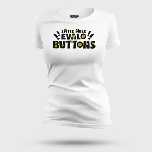 Satte mele evalo buttons women's t-shirt in white color