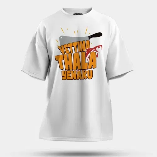 Vettina thala yenaku men/unisex oversized t-shirt in white color