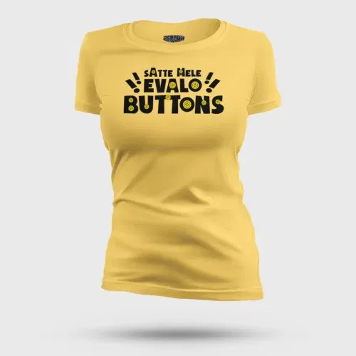 Satte mele evalo buttons women's t-shirt in yellow color
