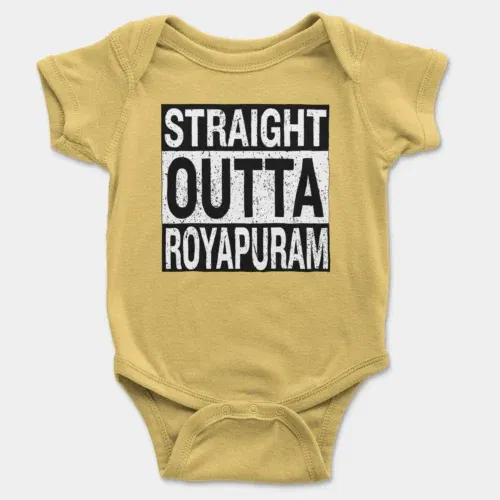 Straight outta royapuram onesie/romper in yellow color