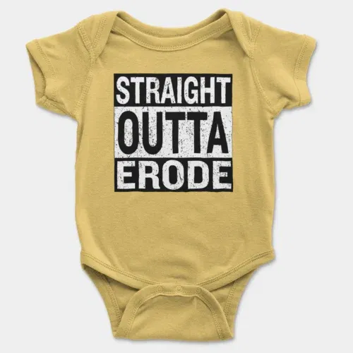 Straight outta erode onesie/romper in yellow color