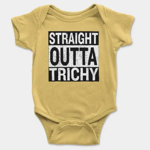 Straight outta trichy onesie/romper in yellow color