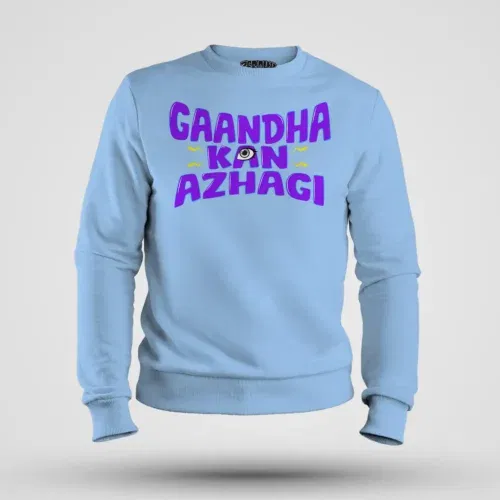 Gaandha kan azhagi men/unisex sweatshirt in baby blue color
