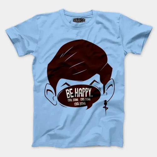 Be happy, cool down, cool down, cool down men/unisex t-shirt in baby blue color