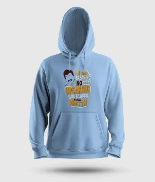 I yam speaking no cross speaking men/unisex hoodie in baby blue color