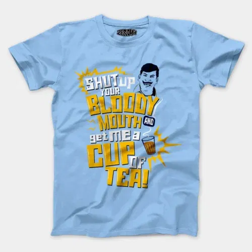 Shut up your bloody mouth men/unisex t-shirt in baby blue color