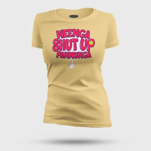 Neenga shut up pannunga women's t-shirt in beige color